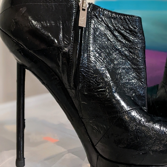Yves Saint Laurent Eel Skin YSL Stiletto Booties 8 38 - Picture 6 of 17